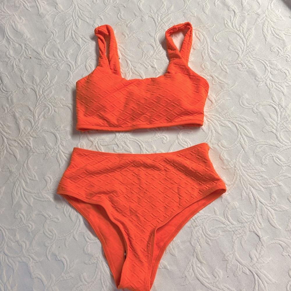 Flourescent orange bikini high waist SHEIN NWT